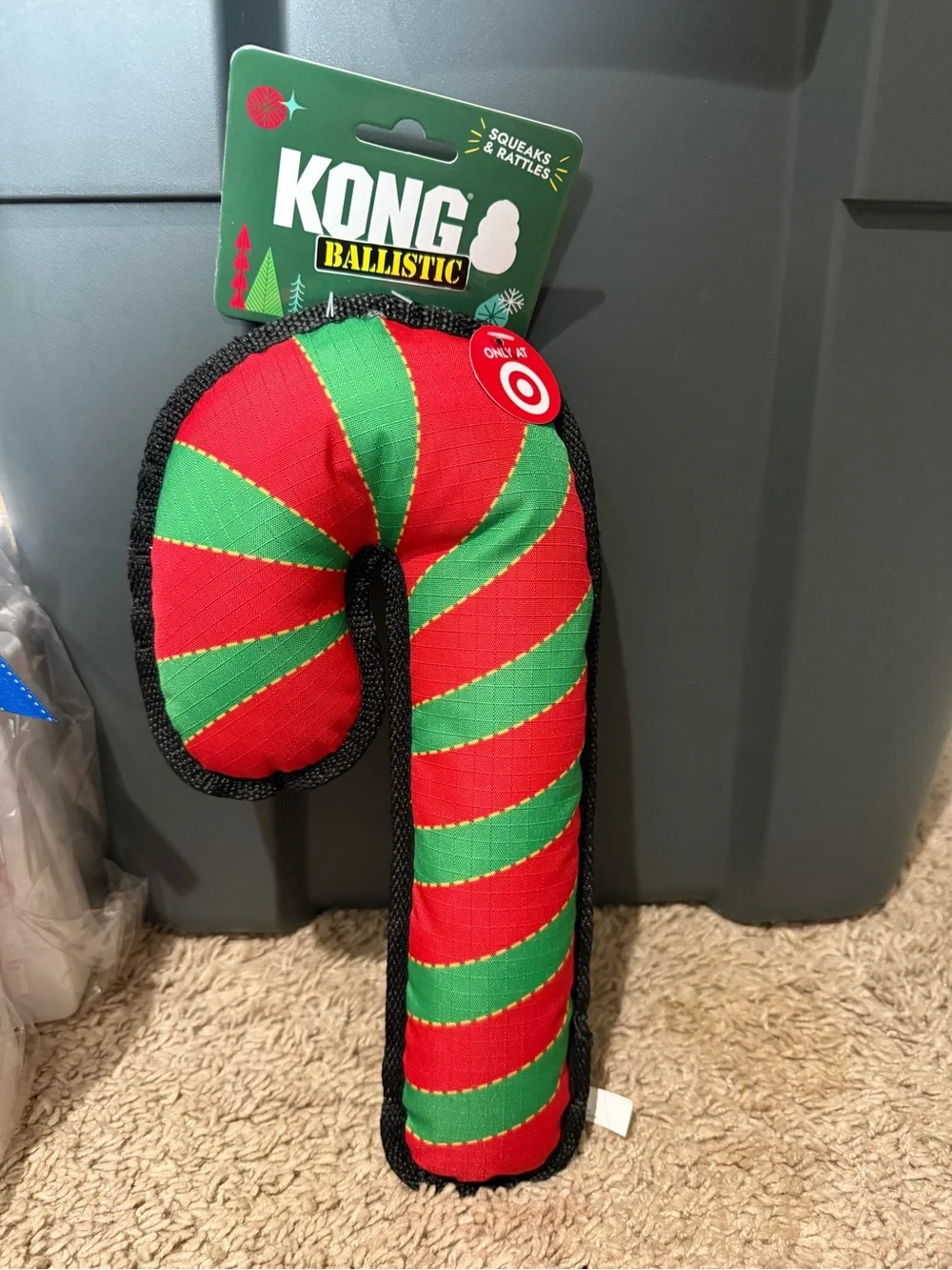 KONG Ballistic Candy Cane Dog Toy - Red & Green